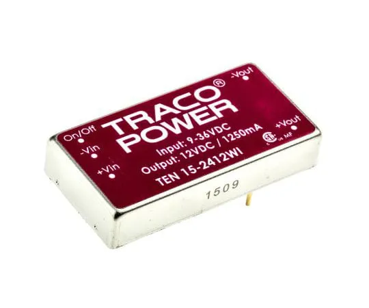 63-7350-67 TRACOPOWER TEN 15WI 15W Isolated DC-DC Converter Through Hole, Voltage in 9 → 36 V dc, Voltage out 12V dc TEN 15-2412WI