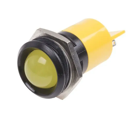 63-6587-39 RS PRO Yellow Indicator, 24 V ac/dc, 22mm Mounting Hole Size, Solder Tab Termination 211-443