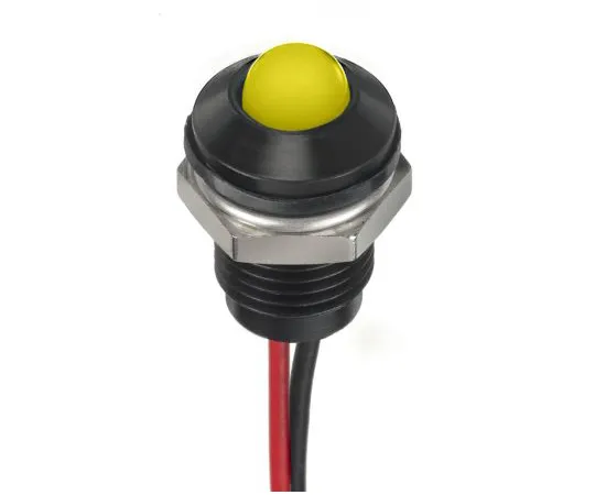 63-7027-58 RS PRO Yellow Indicator, 12 V dc, 8mm Mounting Hole Size, Lead Wires Termination, IP67 132-9135