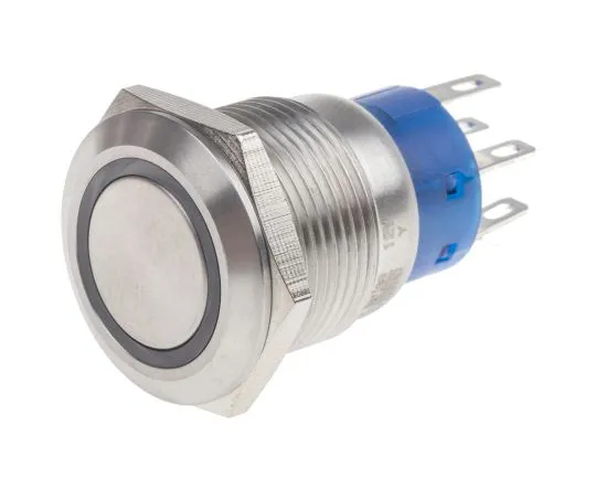 63-6777-70 RS PRO Double Pole Double Throw (DPDT) Latching Yellow LED Push Button Switch, IP67, 19.2 (Dia.)mm, Panel Mount, 250V ac 111-5780