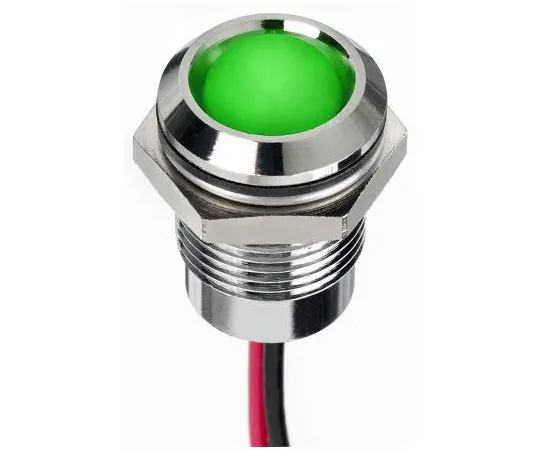 63-7020-84 RS PRO Green Indicator, 1.8 → 3.3 V dc, 14mm Mounting Hole Size, Lead Wires Termination, IP67 130-1075