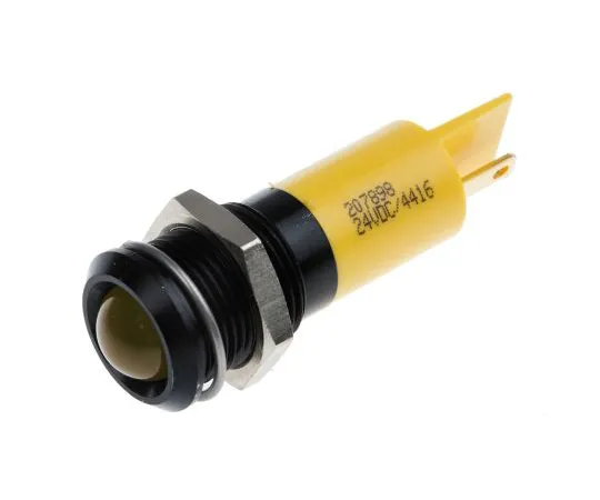 63-6584-54 RS PRO Yellow Indicator, 24 V dc, 14mm Mounting Hole Size, Solder Tab Termination 207-898