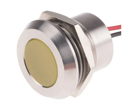 63-6882-84 RS PRO Yellow Indicator, 12 V dc, 22mm Mounting Hole Size, Lead Wires Termination, IP67 123-2431