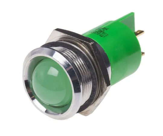 63-6587-67 RS PRO Green Indicator, 12 V, 22mm Mounting Hole Size, Solder Tab Termination 211-689