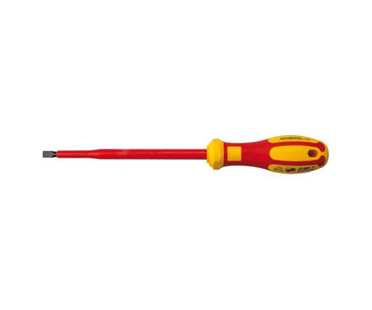 63-6979-06 RS Pro, VDE 1000V Approved Slotted Insulated Screwdriver 1.2 x 6.5 mm Tip 150 mm Chrome Vanadium Molybdenum Steel 125-3083