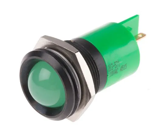 63-6581-24 RS PRO Green Indicator, 110 V ac, 22mm Mounting Hole Size, Solder Tab Termination 203-571