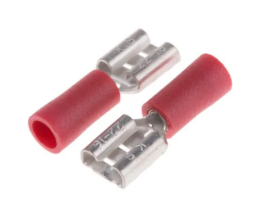 63-6977-62 RS Pro Red Insulated Crimp Receptacle, 6.35 x 0.8mm, 0.5mm² to 1.5mm², 22AWG to 16AWG, Tin Plated 125-1946