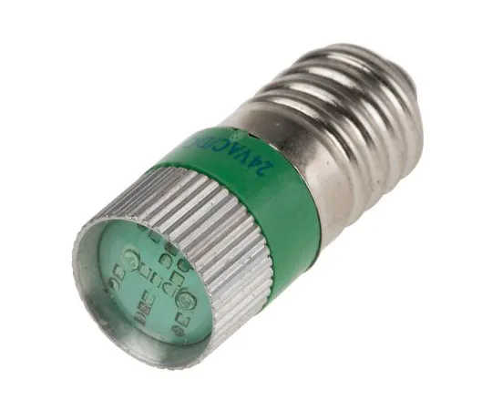 63-6586-22 LED Reflector Bulb, E10, Green, Multichip, 10mm dia., 24V dc 209-923