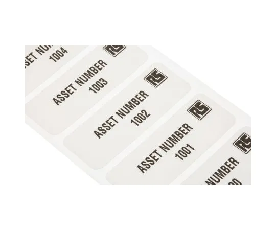 63-6675-21 RS PRO Adhesive Pre-Printed Adhesive Label-Asset Number-. Quantity: 1000 → 2999 494-540