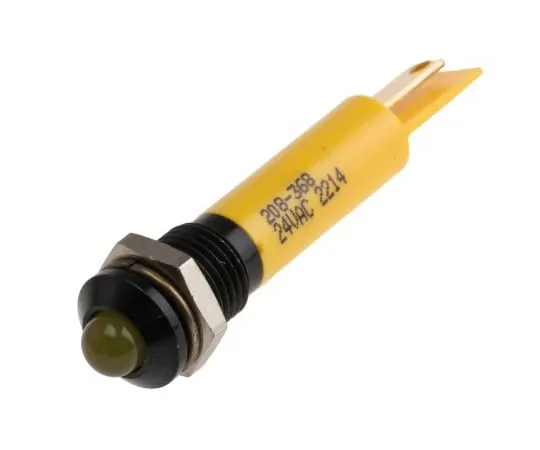 63-6585-13 RS PRO Yellow Indicator, 24 V ac, 8mm Mounting Hole Size, Solder Tab Termination 208-368