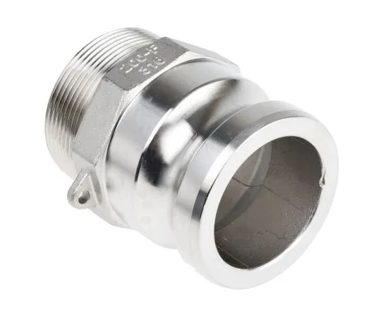 63-6616-70 Straight Male Hose Coupling 2in Part F Cam & Groove Adapter, 2 in R Male, Stainless Steel 307-320