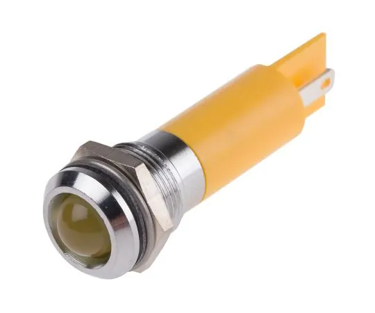 63-6584-16 RS PRO Yellow Indicator, 230 V ac, 12mm Mounting Hole Size, Tab Termination, IP67 207-292