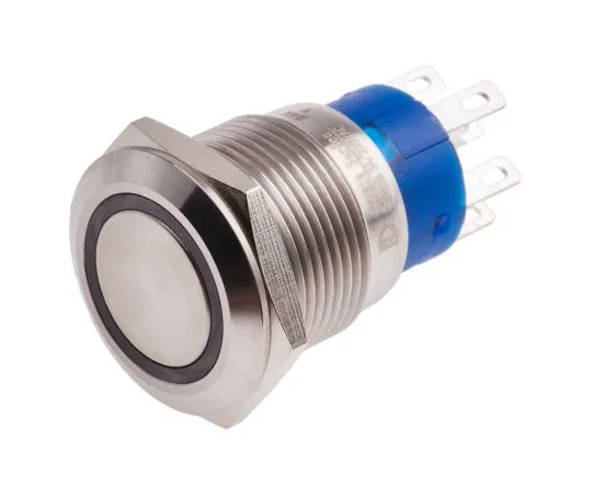 63-6775-22 RS PRO Double Pole Double Throw (DPDT) Momentary Yellow LED Push Button Switch, IP67, 19.2 (Dia.)mm, Panel Mount, 250V 111-3886