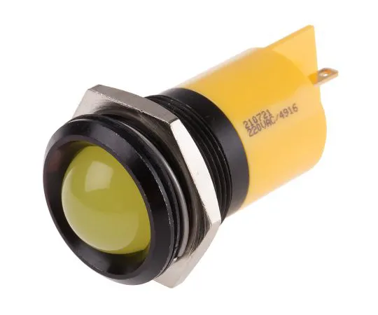 63-6586-87 RS PRO Yellow Indicator, 230 V ac, 22mm Mounting Hole Size, Tab Termination 210-721