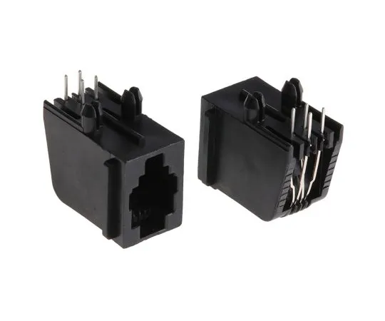 63-6785-85 RJ 14 Modular Connector 4P/4C Right Angle Through Hole Female 520249-2