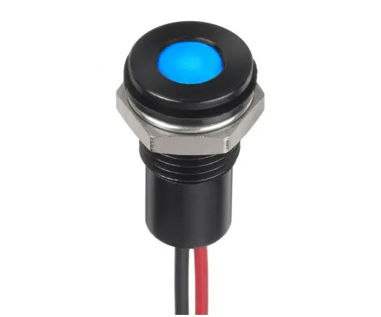 63-7027-69 RS PRO Blue Indicator, 1.8 → 3.3 V dc, 8mm Mounting Hole Size, Lead Wires Termination, IP67 132-9146