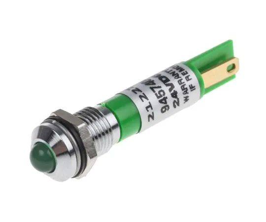 63-6588-03 RS PRO Green Indicator, 24 V ac/dc, 8mm Mounting Hole Size, Solder Tab Termination, IP67 212-272