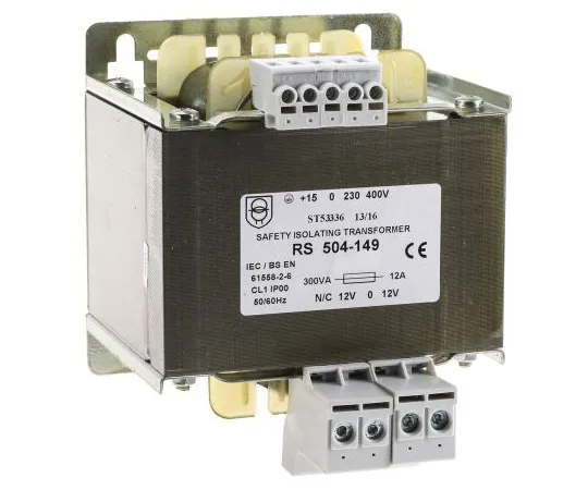 63-6680-09 RS PRO 300VA Isolating Transformer, 230 V ac, 245 V ac, 400 V ac, 415 V ac Primary 1 x, ±12V ac Secondary 504-149