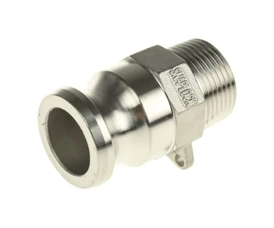 63-6616-68 Straight Male Hose Coupling 1in Part F Cam & Groove Adapter, 1 in BSPT Male, Stainless Steel 307-308