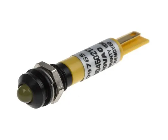 63-6588-02 RS PRO Yellow Indicator, 24 V ac/dc, 8mm Mounting Hole Size, Solder Tab Termination, IP67 212-266