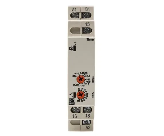 63-6743-10 RS PRO SPDT Timer Relay, 12 → 230V ac/dc, DIN Rail Mount 102-6128
