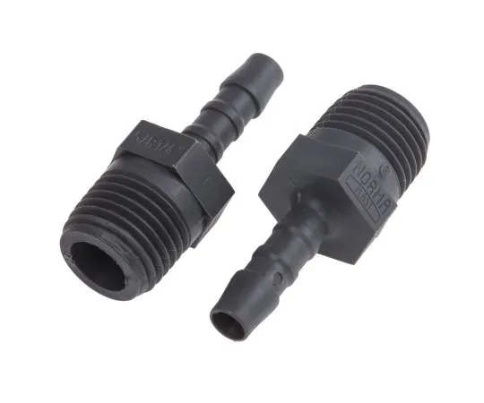 63-6729-24 Straight Male Hose Coupling 1/4in Adaptor, 1/4 in BSP Male, Nylon 795-095