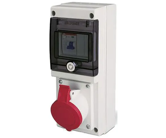 63-6988-20 RS PRO IP67 Red Wall Mount 3P+N+E Industrial Power Socket, Rated At 32A, 415 V 125-4398