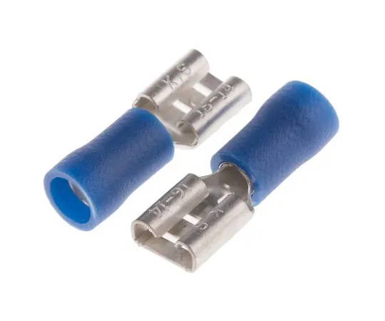 63-6977-63 RS PRO Blue Insulated Crimp Receptacle, 6.35 x 0.8mm, 1.5mm² to 2.5mm², 16AWG to 14AWG, Tin Plated 125-1947