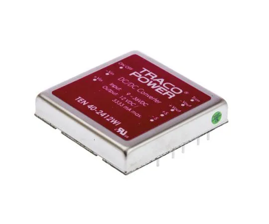 63-7350-43 TRACOPOWER TEN 40WI 40W Isolated DC-DC Converter Through Hole, Voltage in 9 → 36 V dc, Voltage out 12V dc TEN 40-2412WI