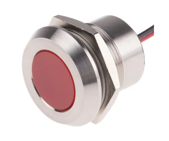 63-6882-77 RS PRO Red Indicator, 24 V dc, 22mm Mounting Hole Size, Lead Wires Termination, IP67 123-2424