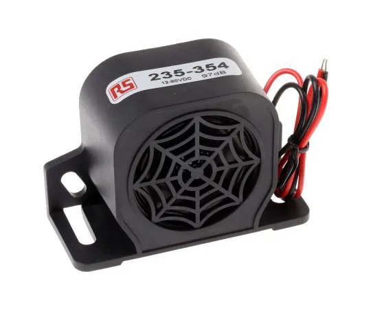 63-6600-15 RS PRO Black Single Tone Electronic Sounder ,12 → 80 V dc, 97dB at 1 Metre 235-354