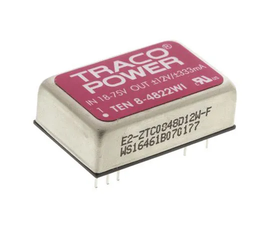 63-7350-36 TRACOPOWER TEN 8WI 8W Isolated DC-DC Converter Through Hole, Voltage in 18 → 75 V dc, Voltage out ±12V dc TEN 8-4822WI