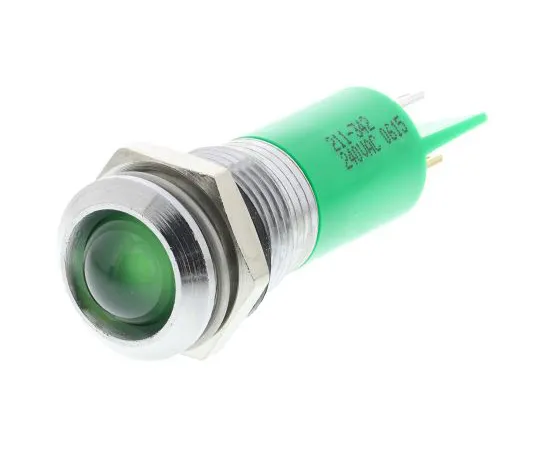 63-6587-30 RS PRO Green neon Indicator, 240 V, 14.5mm Mounting Hole Size, Solder Tab Termination, IP40 211-342