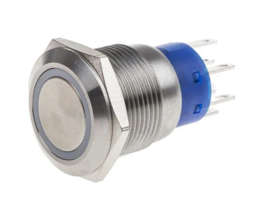63-6775-07 RS PRO Double Pole Double Throw (DPDT) Momentary Yellow LED Push Button Switch, IP67, 19.2 (Dia.)mm, Panel Mount, 250V 111-3771