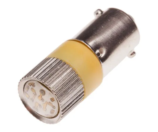 63-6581-91 LED Reflector Bulb, BA9s, Yellow, Multichip, 10mm dia., 28V ac/dc 204-451