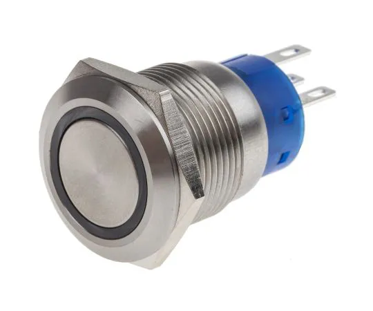 63-6775-21 RS PRO Single Pole Double Throw (SPDT) Latching Yellow LED Push Button Switch, IP67, 19.2 (Dia.)mm, Panel Mount, 250V ac 111-3881