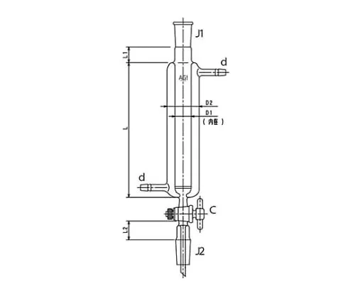 61-4713-55　［Discontinued］Double-Pipe Chromatography Column (Standard Taper Joint) (PTFE Cock, with Filter)　3846-10/300-3L