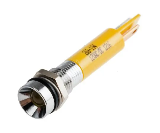 63-6584-86 RS PRO Yellow Indicator, 12 V, 8mm Mounting Hole Size, Solder Tab Termination, IP67 208-194