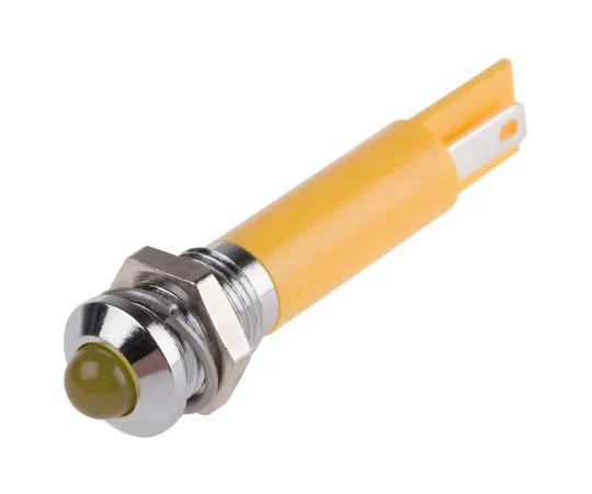 63-6587-26 RS PRO Yellow Indicator, 12 V dc, 8mm Mounting Hole Size, Solder Tab Termination 211-263