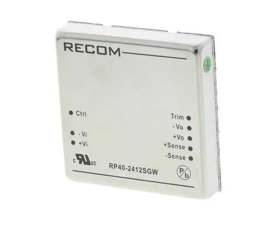 63-7350-14 Recom RP40 GW 40W Isolated DC-DC Converter Through Hole, Voltage in 9 → 36 V dc, Voltage out 12V dc RP40-2412SGW