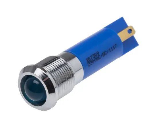 63-6584-17 RS PRO Blue Indicator, 230 V ac, 12mm Mounting Hole Size, Tab Termination, IP67 207-309