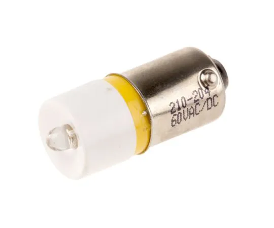 63-6586-45 LED Reflector Bulb, BA9s, Yellow, Single Chip, 10mm dia., 60V ac/dc 210-204
