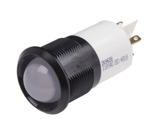 63-6585-97 RS PRO White Indicator, 130 V ac, 22mm Mounting Hole Size, Tab Termination, IP67 209-620