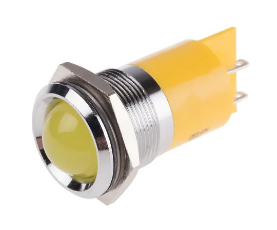 63-6581-34 RS PRO Yellow Indicator, 24 V dc, 22mm Mounting Hole Size, Solder Tab Termination 203-694