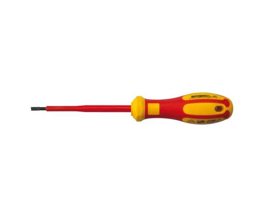 63-6979-04 RS Pro, VDE 1000V Approved Slotted Insulated Screwdriver 0.8 x 4 mm Tip 100 mm Chrome Vanadium Molybdenum Steel 125-3081