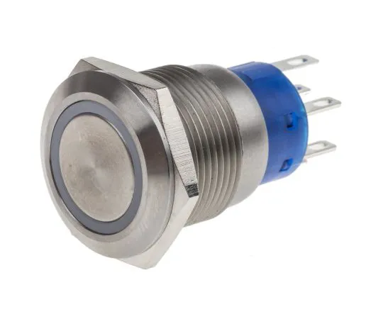 63-6777-69 RS PRO Double Pole Double Throw (DPDT) Momentary Yellow LED Push Button Switch, IP67, 19.2 (Dia.)mm, Panel Mount, 250V 111-5779