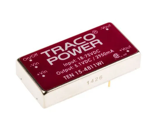 63-7350-35 TRACOPOWER TEN 15WI 15W Isolated DC-DC Converter Through Hole, Voltage in 18 → 75 V dc, Voltage out 5V dc TEN 15-4811WI