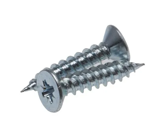 63-6696-58 Pozidriv Countersunk Steel Wood Screw Bright Zinc Plated, No. 10 Thread, 1in Length 529-141