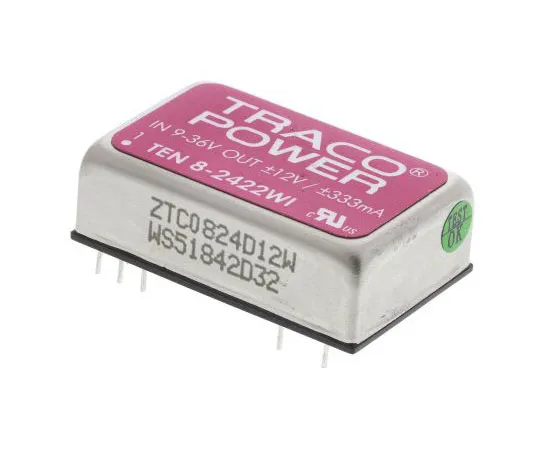 63-7350-78 TRACOPOWER TEN 8WI 8W Isolated DC-DC Converter Through Hole, Voltage in 9 → 36 V dc, Voltage out ±12V dc Railway TEN 8-2422WI
