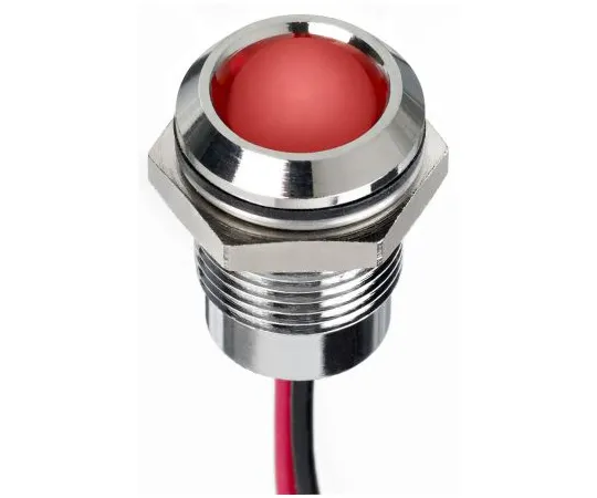 63-7021-01 RS PRO Red Indicator, 220 V ac, 14mm Mounting Hole Size, Lead Wires Termination, IP67 130-1092